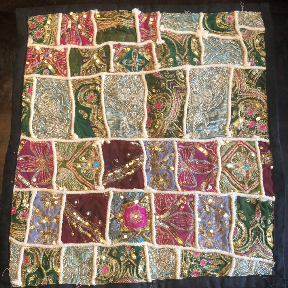 Vintage Hand Embroidered Zari Cushion Cover ♥️